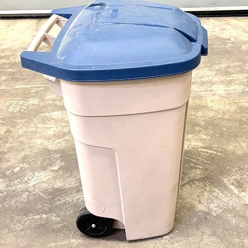 Återvinningskärl beige med blått lock